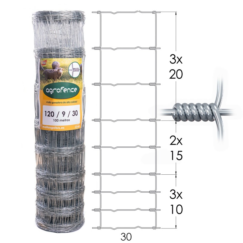 Malla Anudada Agrofence Galvanizada
