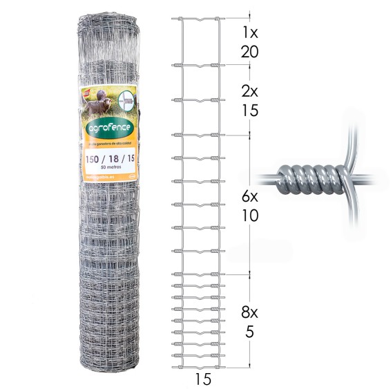 Malla Anudada Agrofence Galvanizada
