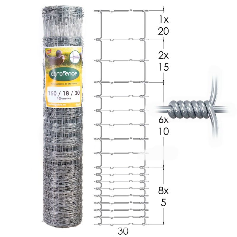Malla Anudada Agrofence Galvanizada