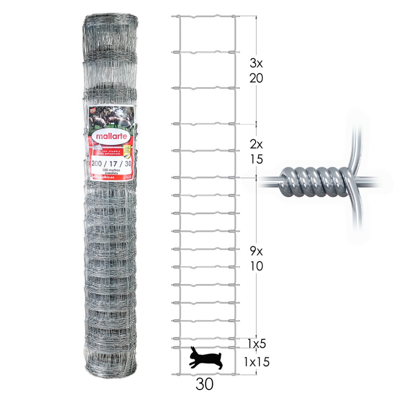 Malla Anudada Mallarte Galvanized Reinforced 3 ZN - Cinegetics