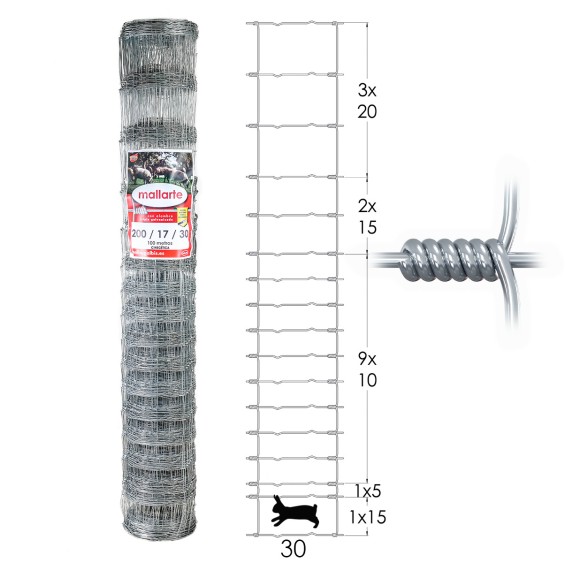 Malla Anudada Mallarte Galvanized Reinforced 3 ZN - Cinegetics